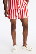 Striped Party Seersucker Swim Trunk 6″ - Red