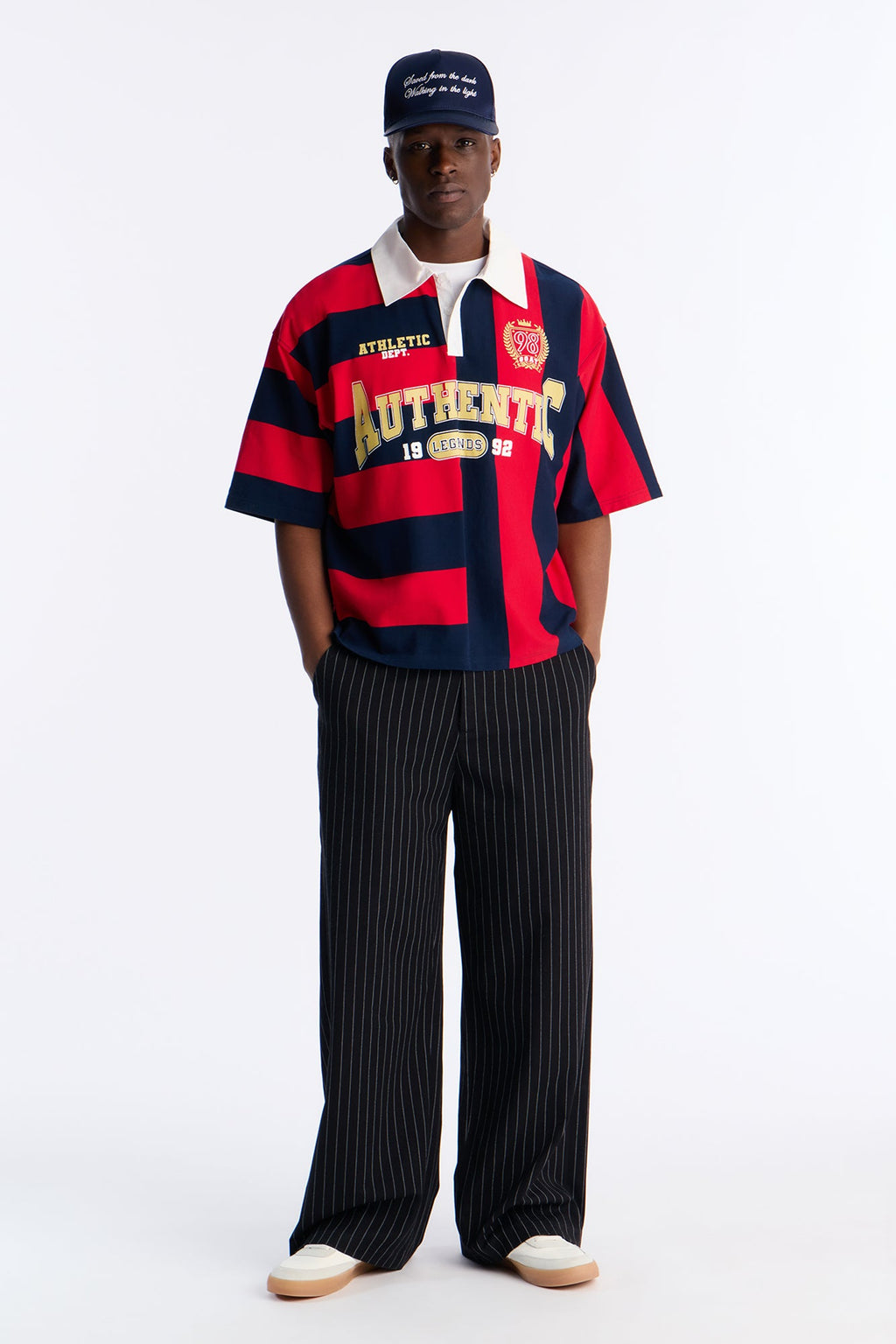 Auth Short Sleeve Rugby Stripes Polo - Navy/Red