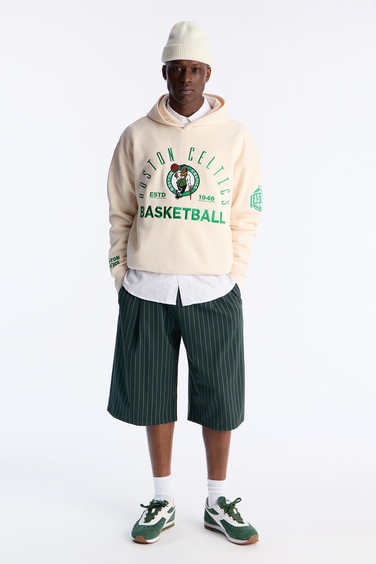 Celtics Embroidered Oversized Hoodie - Cream
