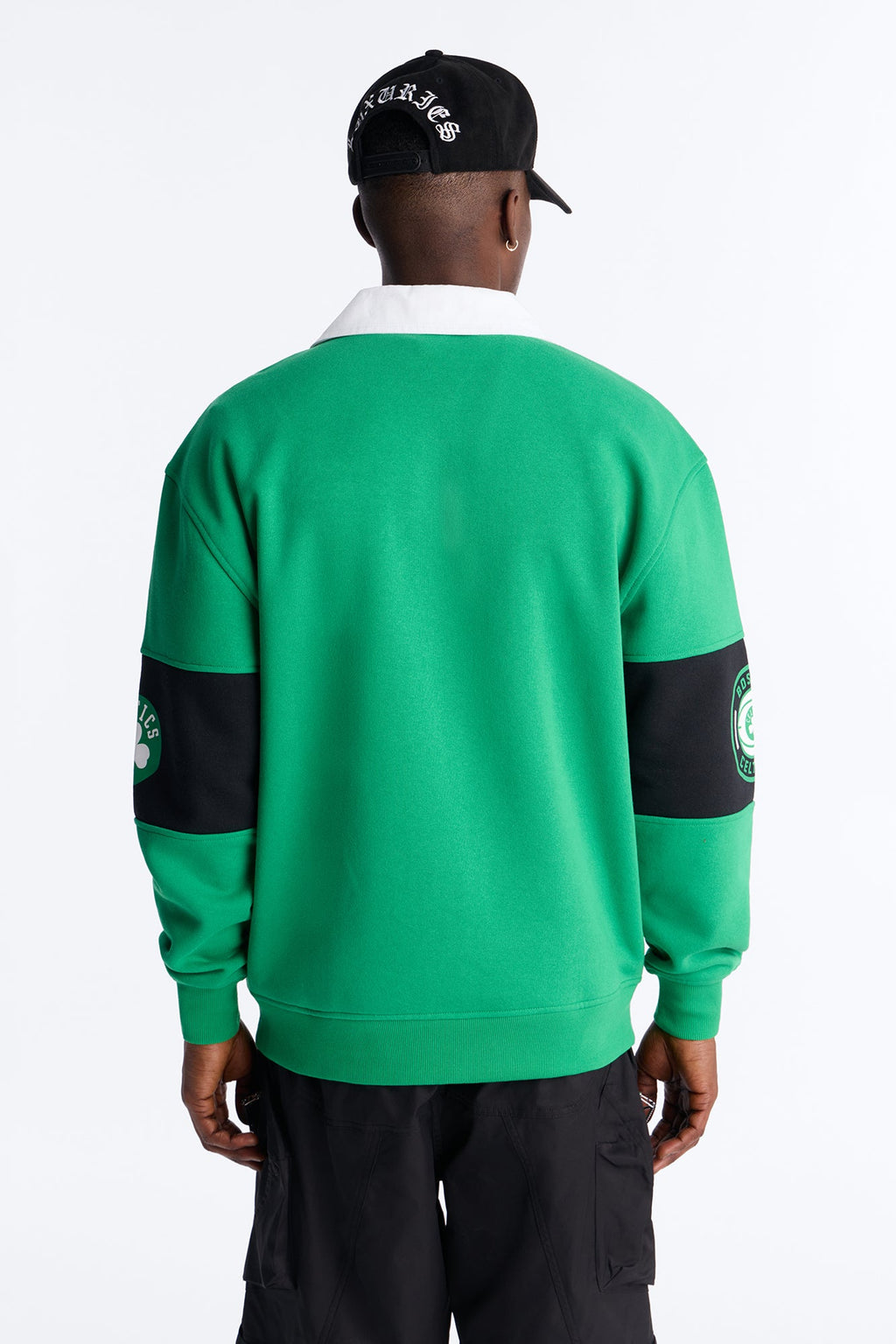 Celtics Long Sleeve Fleece Polo - Kelly Green