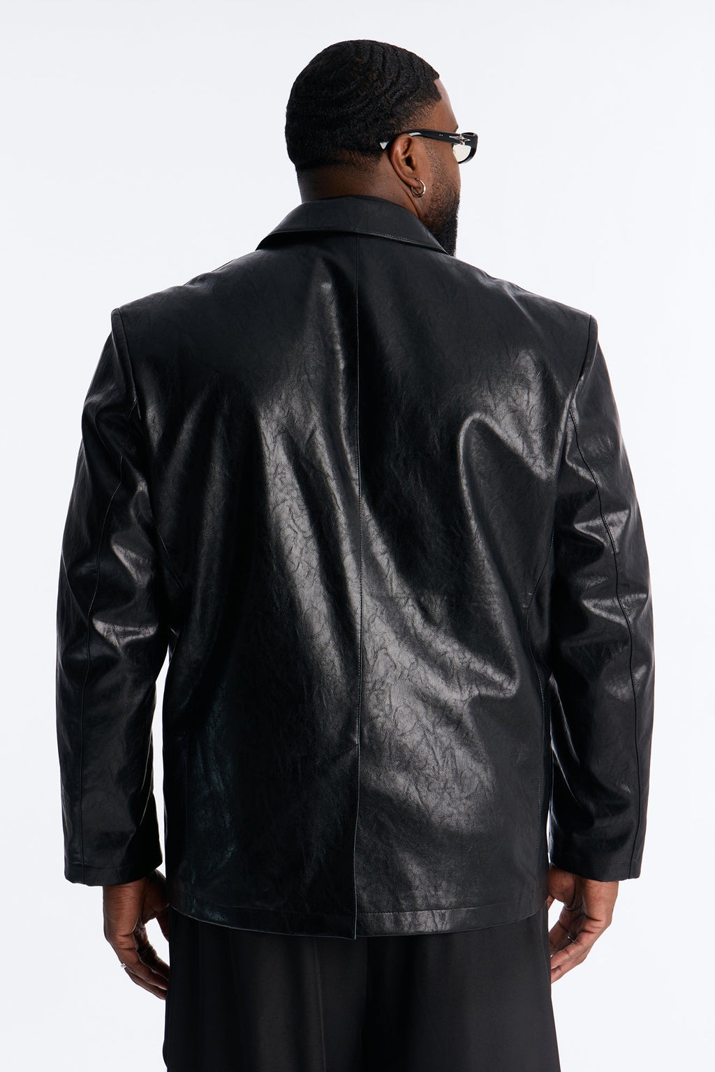 Night Viper Faux Leather Blazer - Black