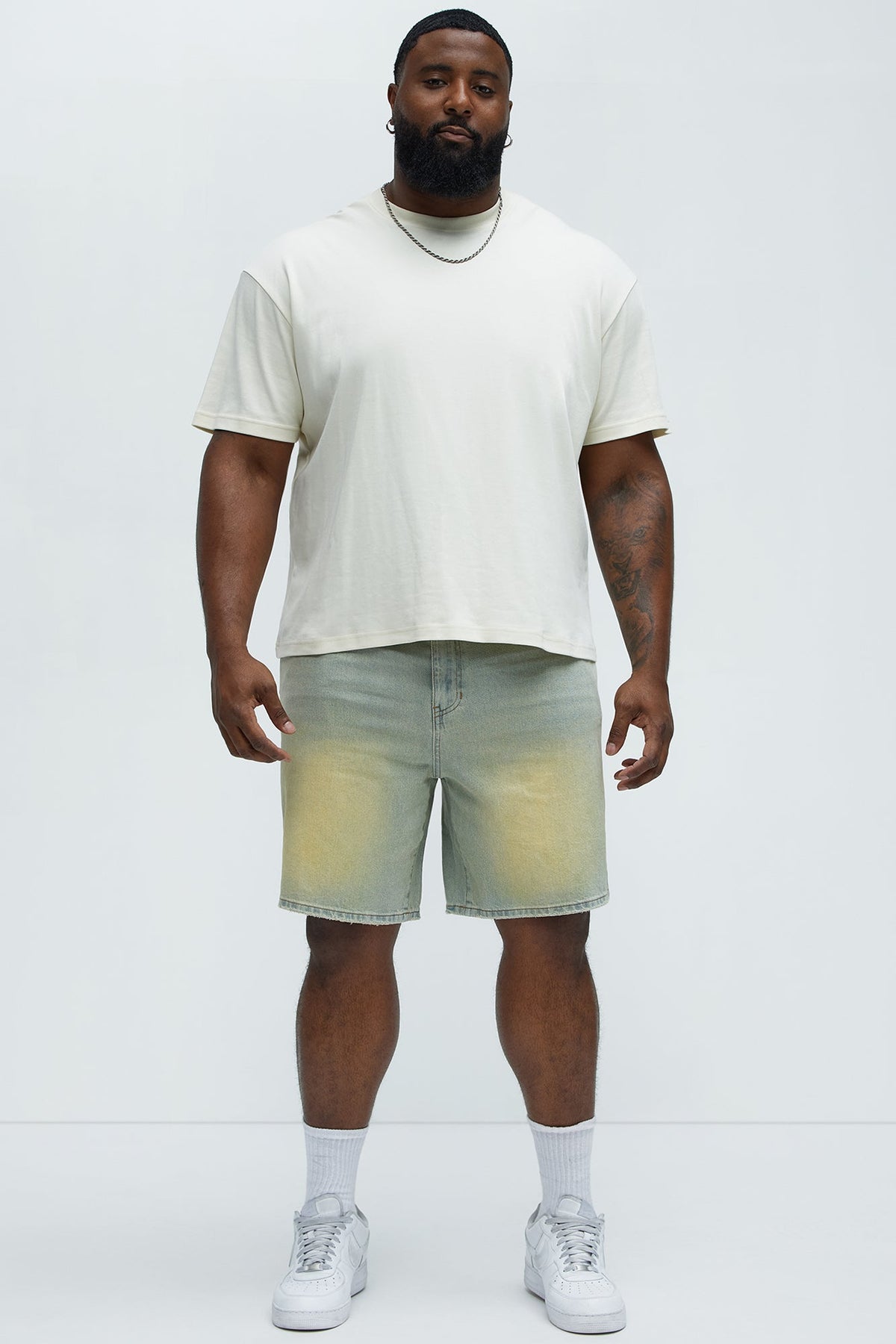 Drawstring Belt Relaxed Denim Shorts - Vintage Blue Wash