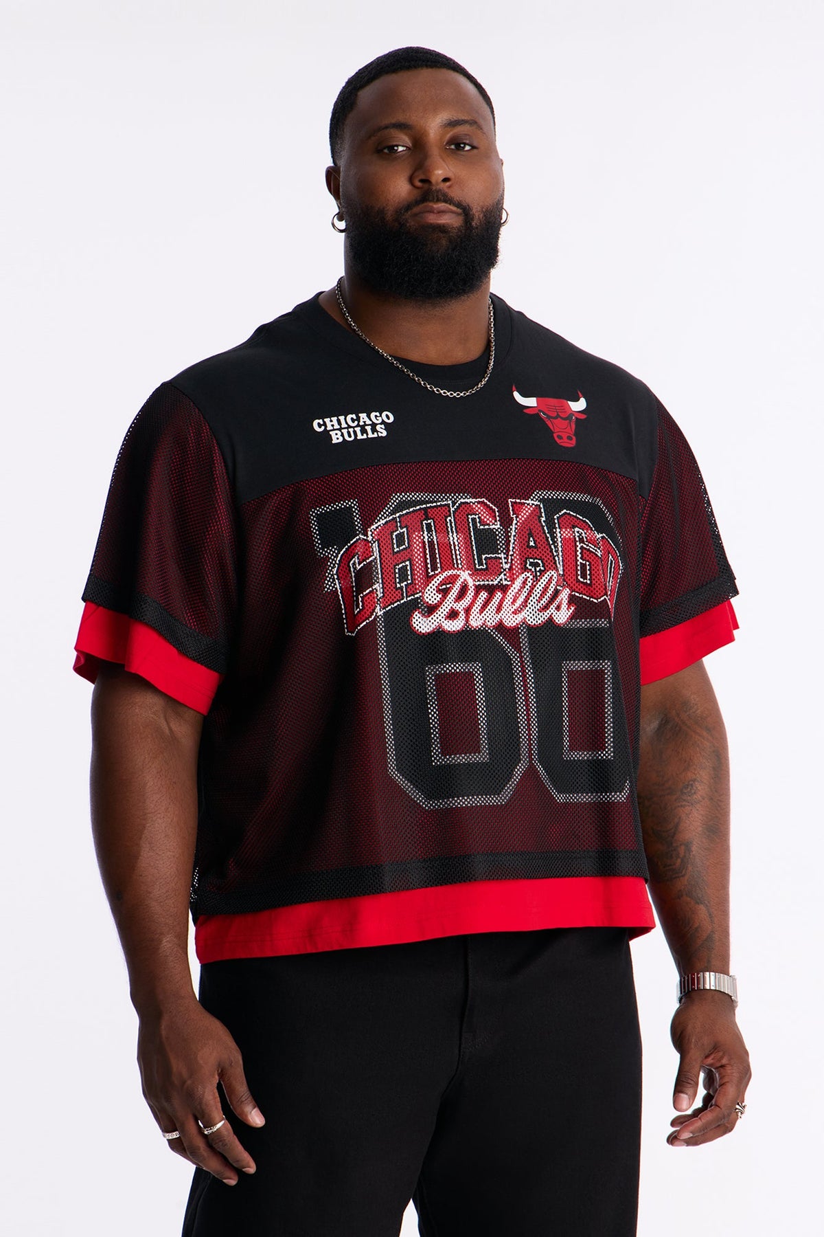 Bulls Lay Up Jersey Mesh Top - Black