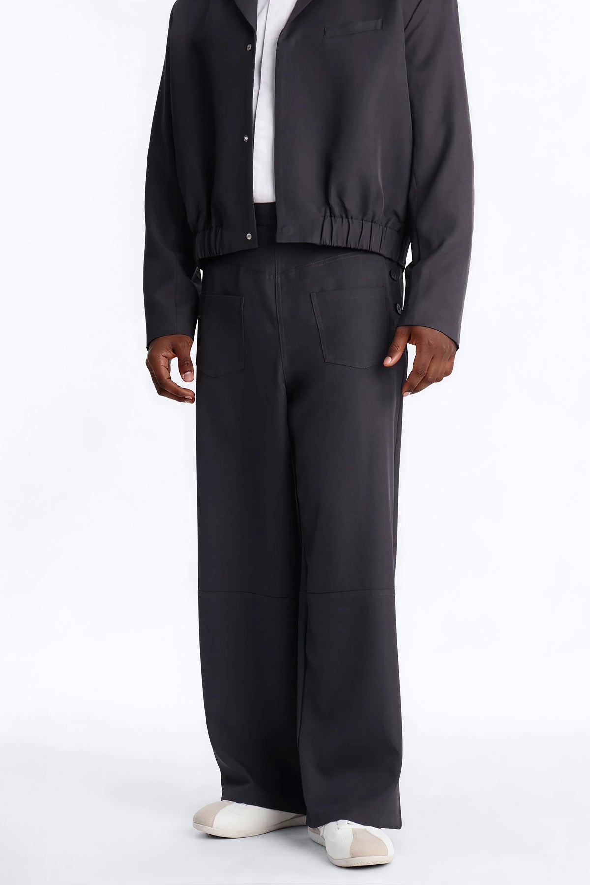 Baggy Inverted Details Trouser - Grey