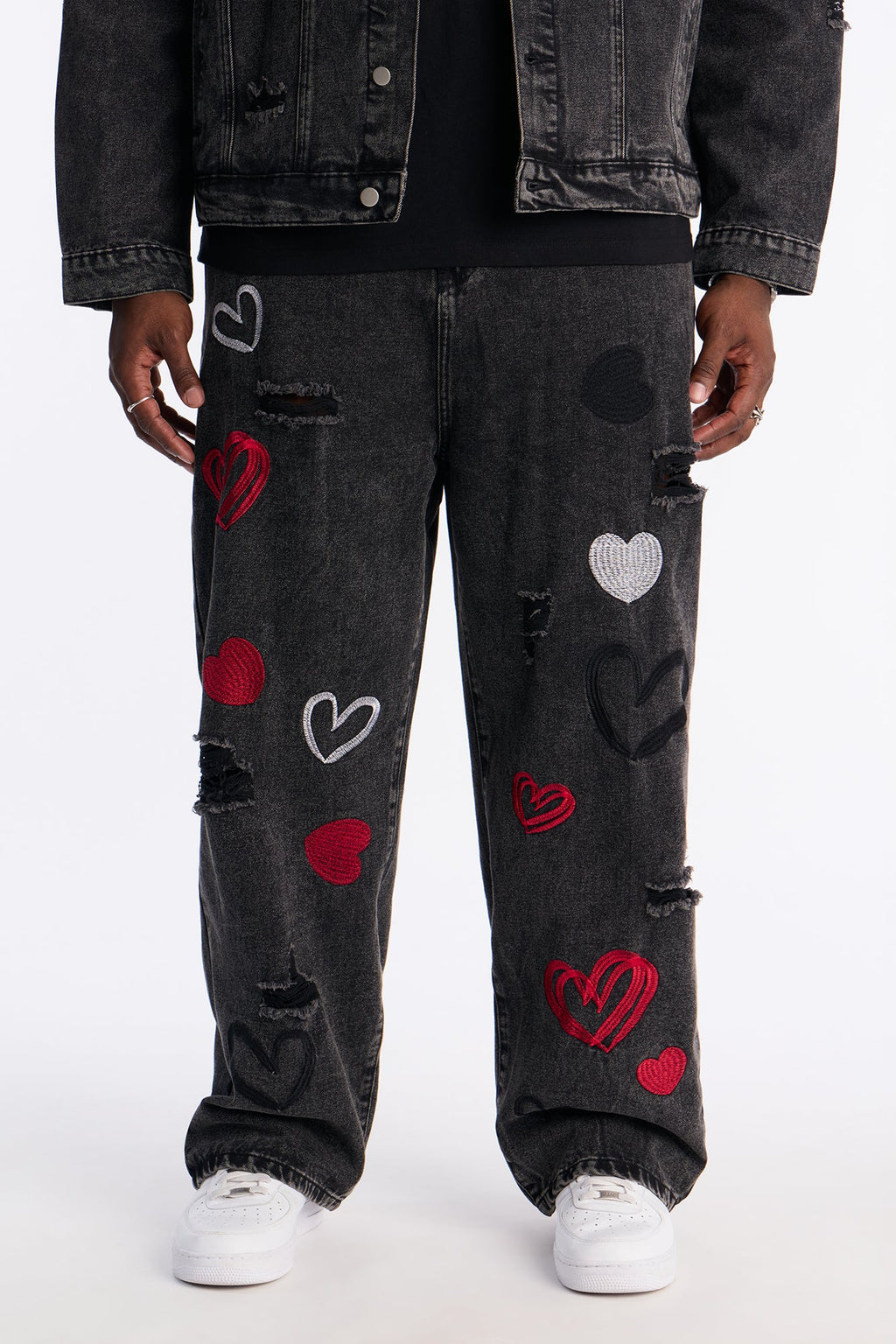 Baggy Hearts In The Air Jean - Black Wash
