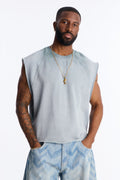 Boiler Washed Boxy Muscle Tee - Slate Blue
