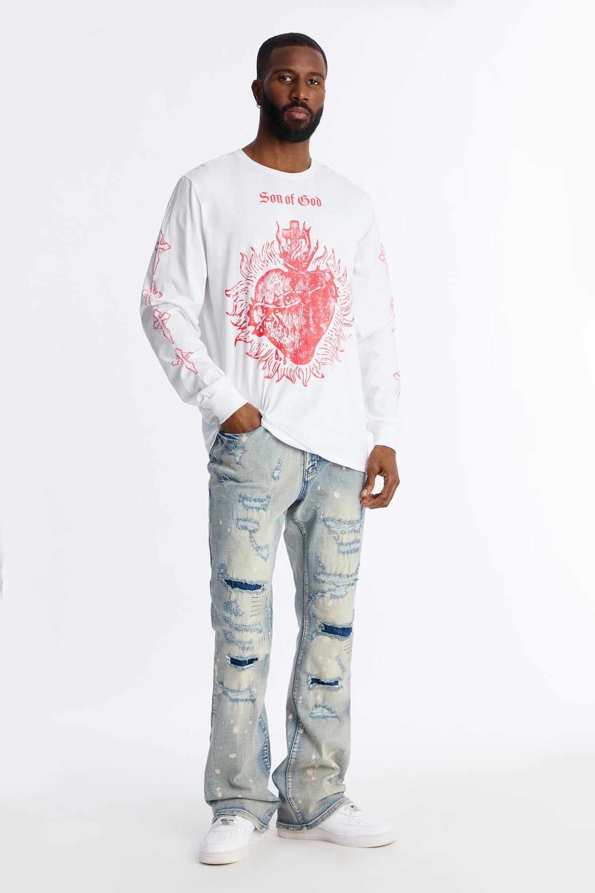 Son Of God Oversized Long Sleeve Tee - White