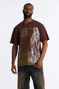 Always Believe Embroidered Short Sleeve Fleece Tee - Brown