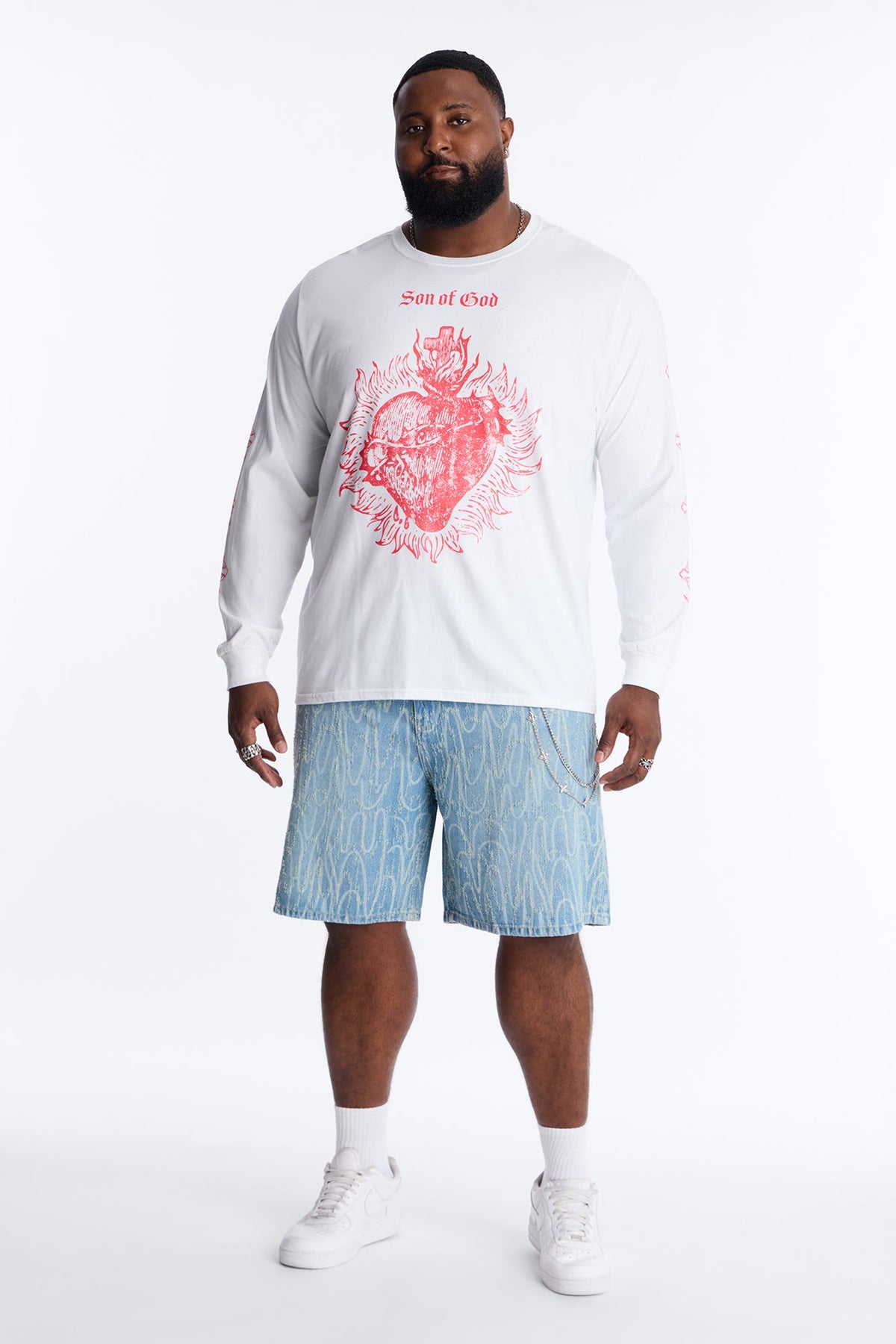 Son Of God Oversized Long Sleeve Tee - White