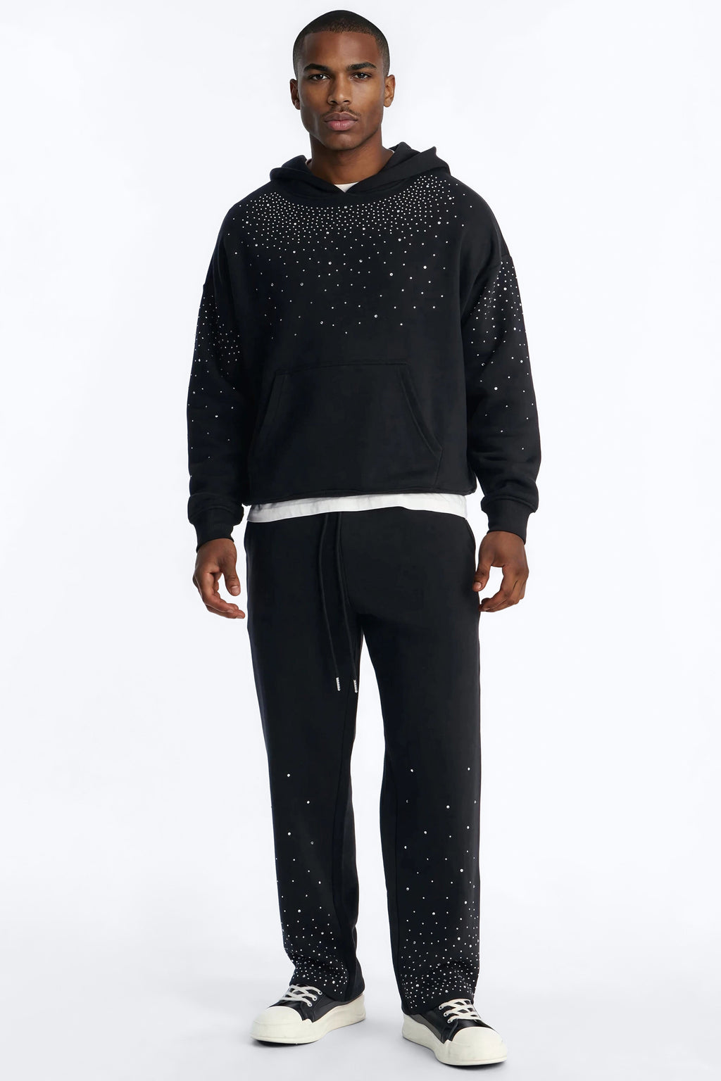 Dime Rhinestone Pearl Oversized Hoodie - Black