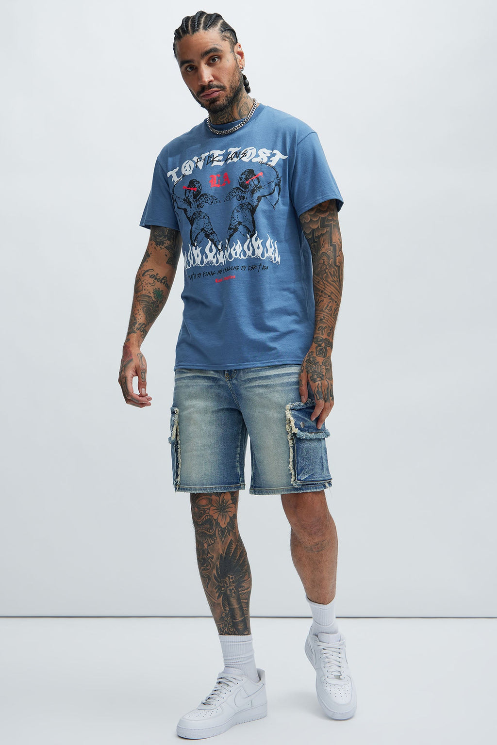 Rush Home Denim Cargo Shorts - Light Blue Wash