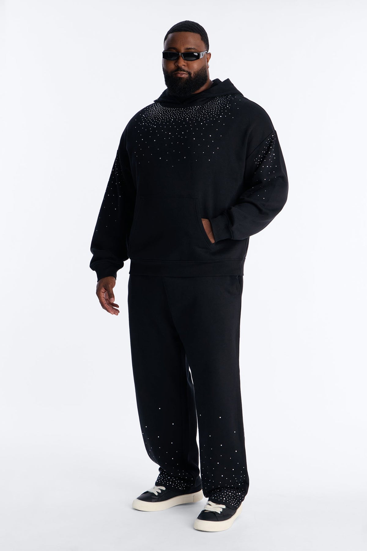 Dime Rhinestone Pearl Oversized Hoodie - Black