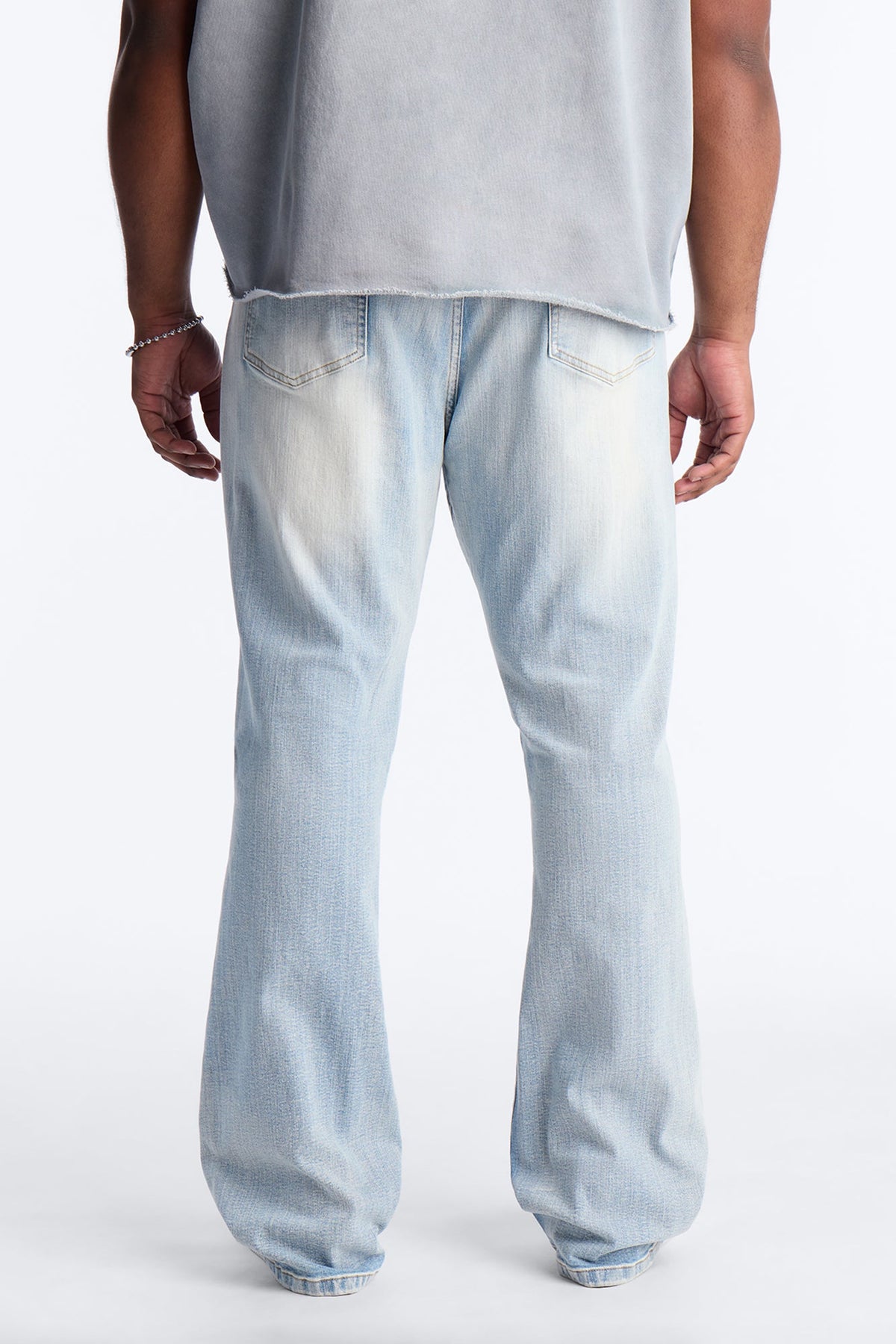 Stacked Skinny Flare Ripped Legacy Jeans - Light Wash