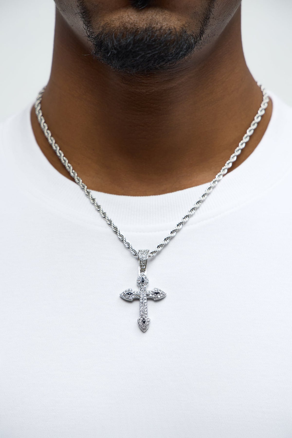 Echo Iced Cross Pendant - Silver