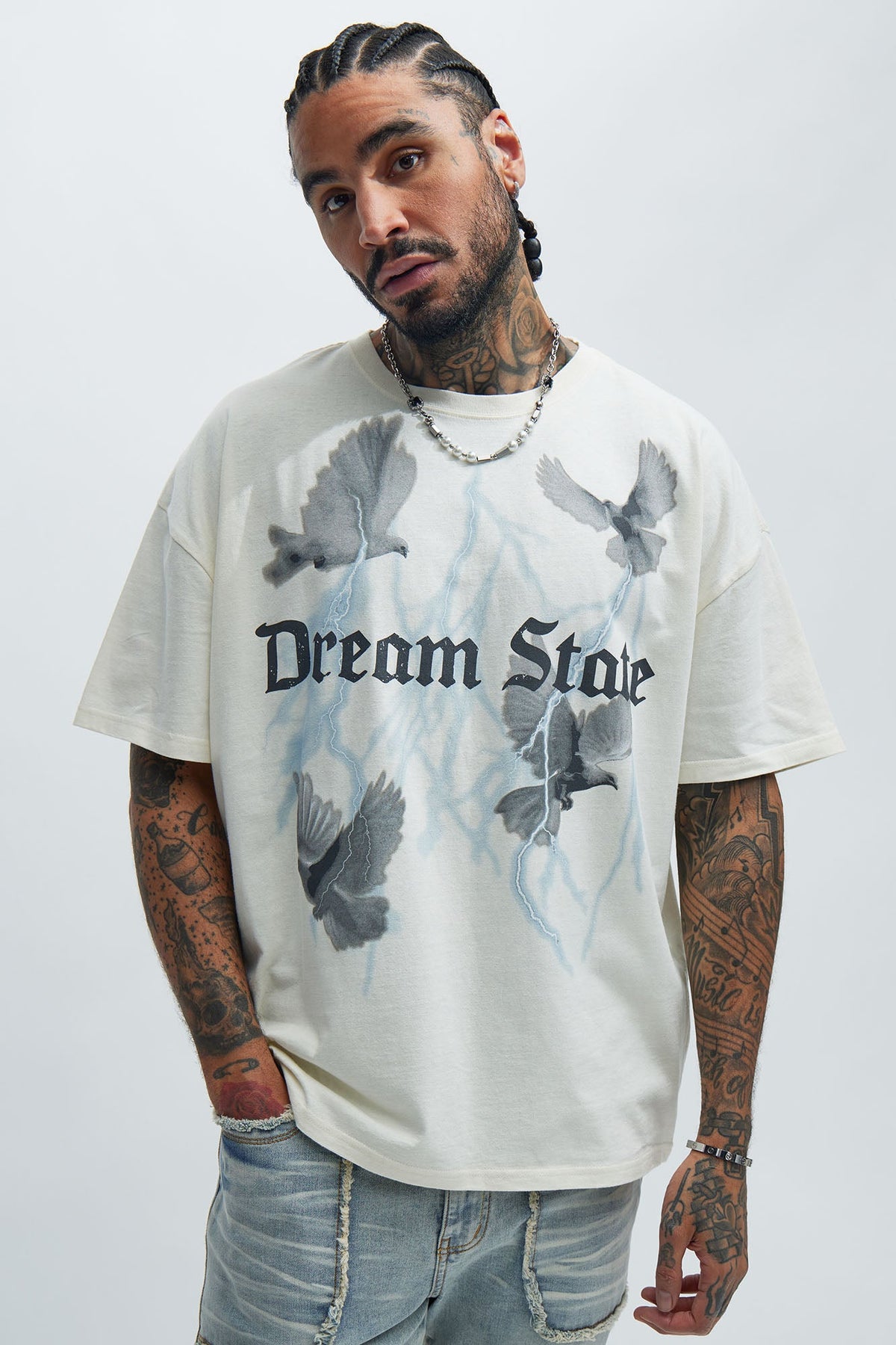 Dream State Oversized Short Sleeve Tee - White