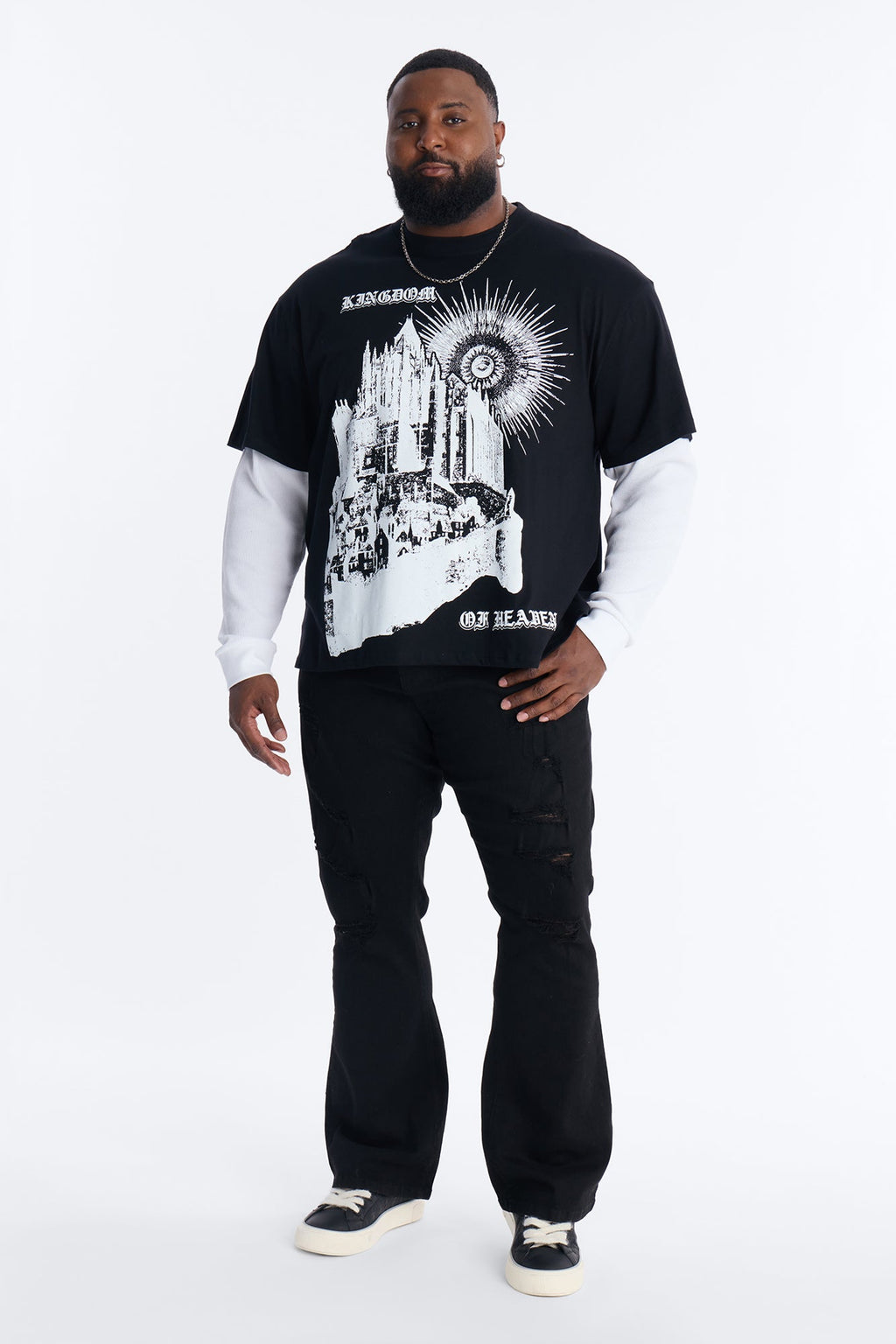 Twofer Kingdom Of Heaven Long Sleeve Tee - Black
