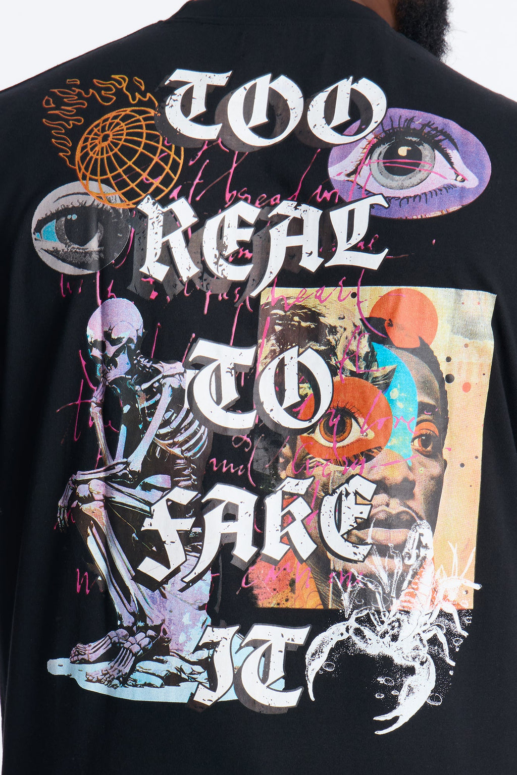 Too Real Embroidery Short Sleeve Tee - Black