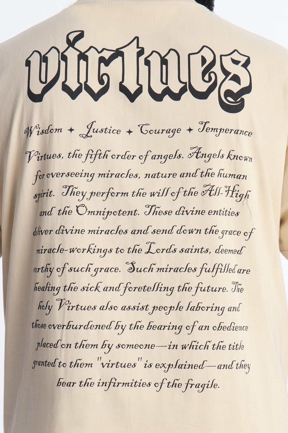 Oversized Affirmational Virtues Short Sleeve Tee - Sand