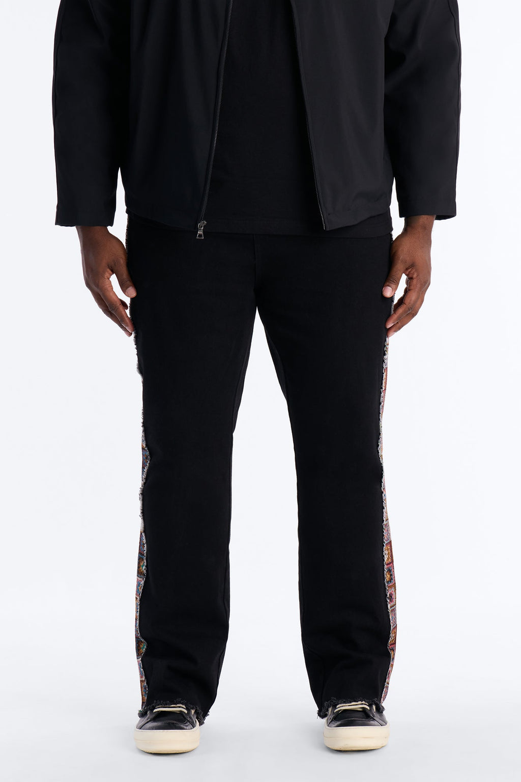 Stacked Slim Flare Split Tapestry Jeans - Black