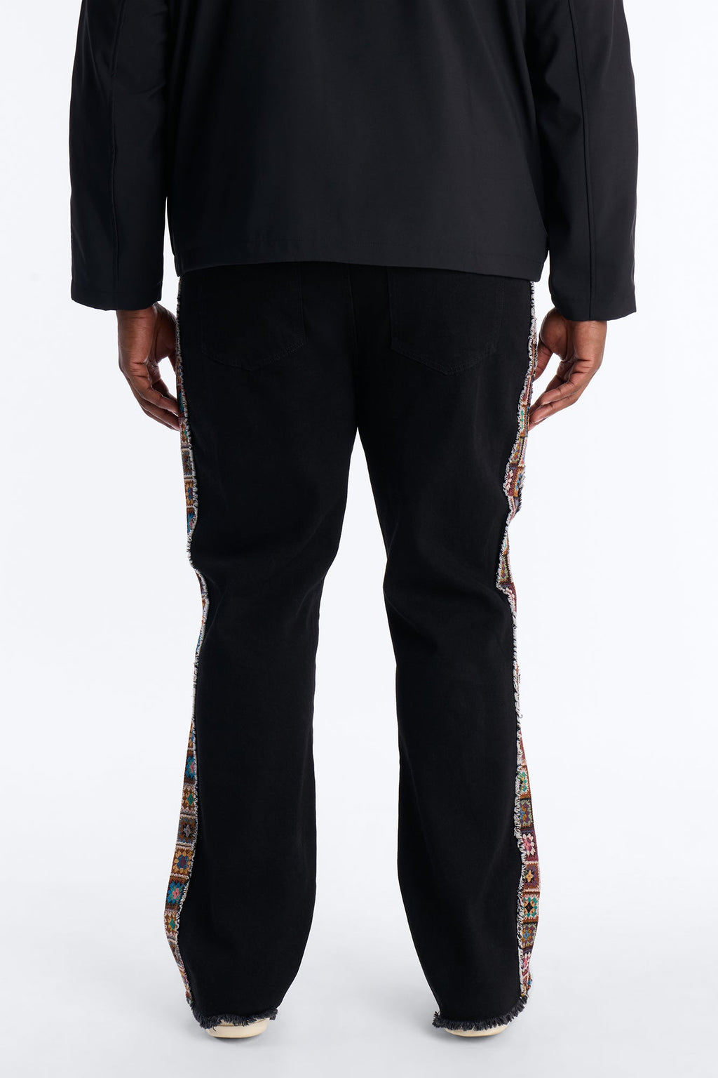 Stacked Slim Flare Split Tapestry Jeans - Black