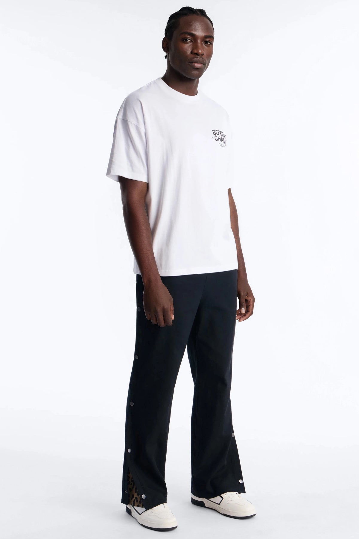 Straight Print Hint Studded Pant - Black