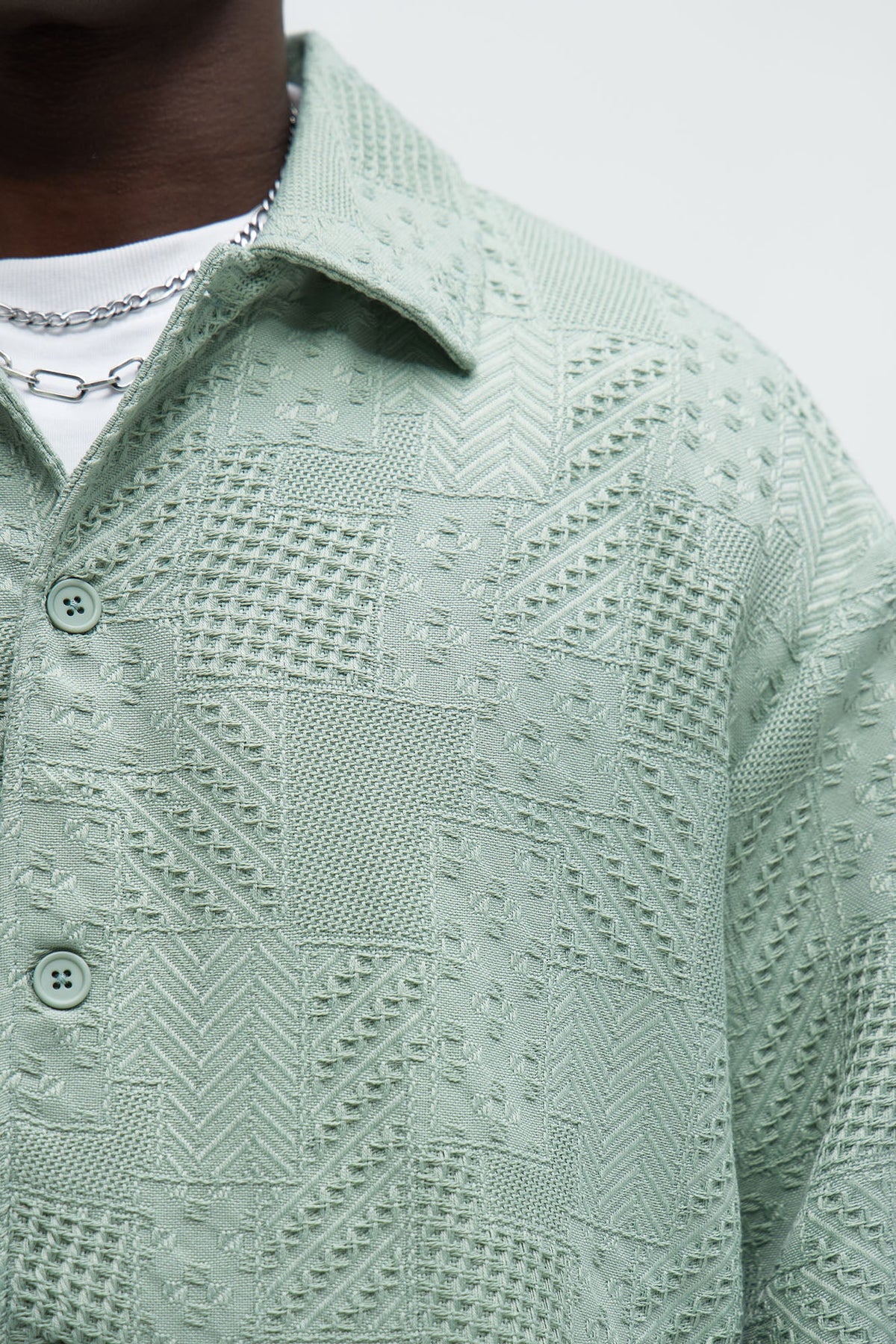 Meknes Jacquard Pattern Jacket - Sage