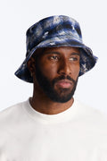 Starlight Washed Plaid Distressed Bucket Hat - Blue