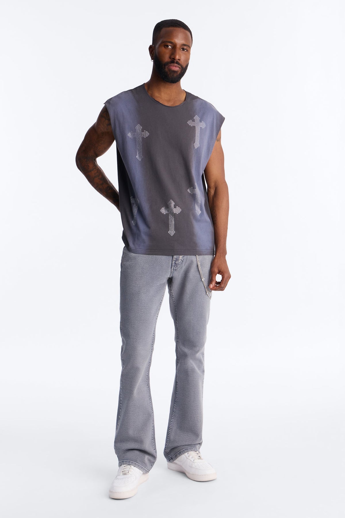 Stacked Skinny Flare Bare With Me Jean - Grey