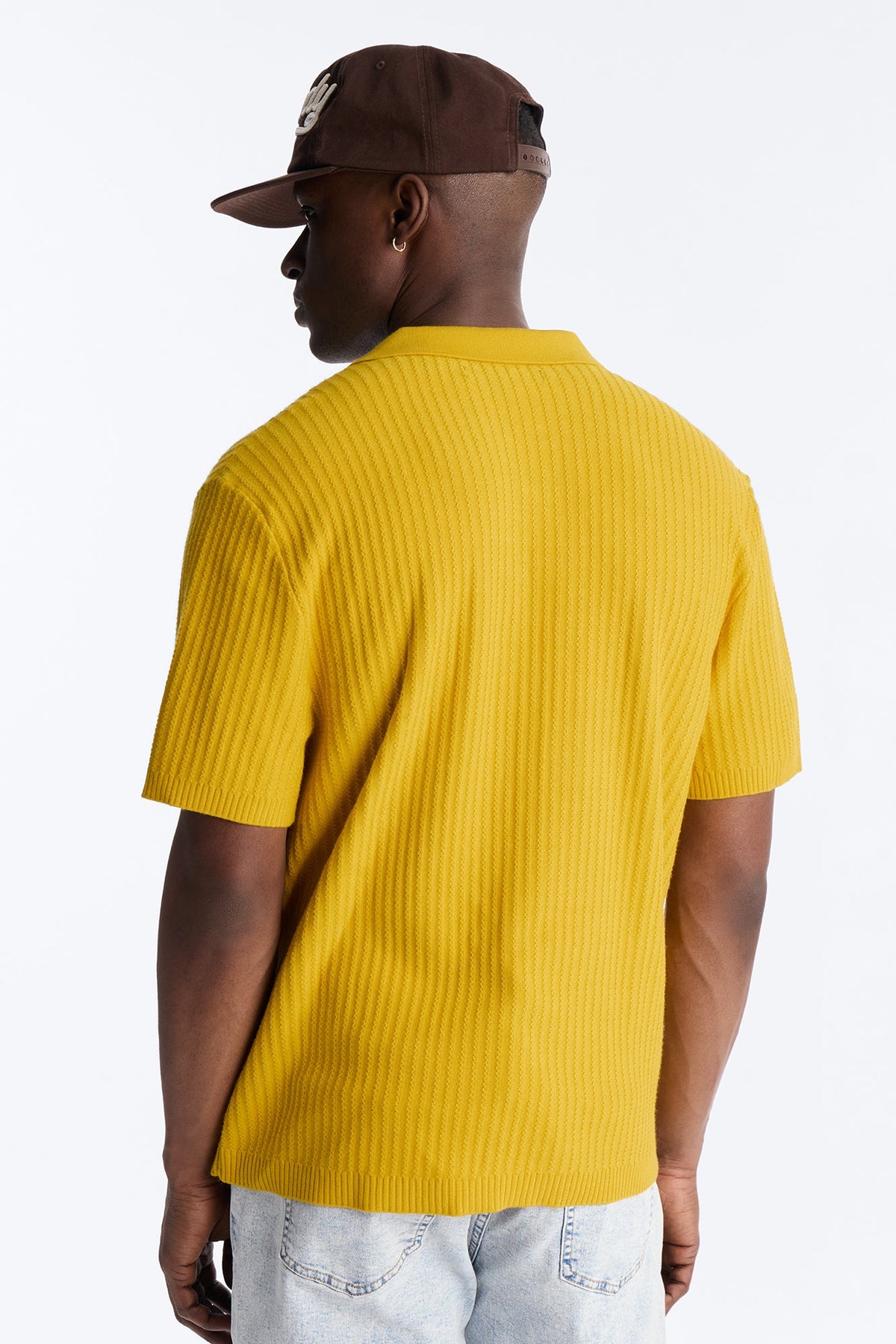 Coastal Knit Short Sleeve Shirt - Mustard