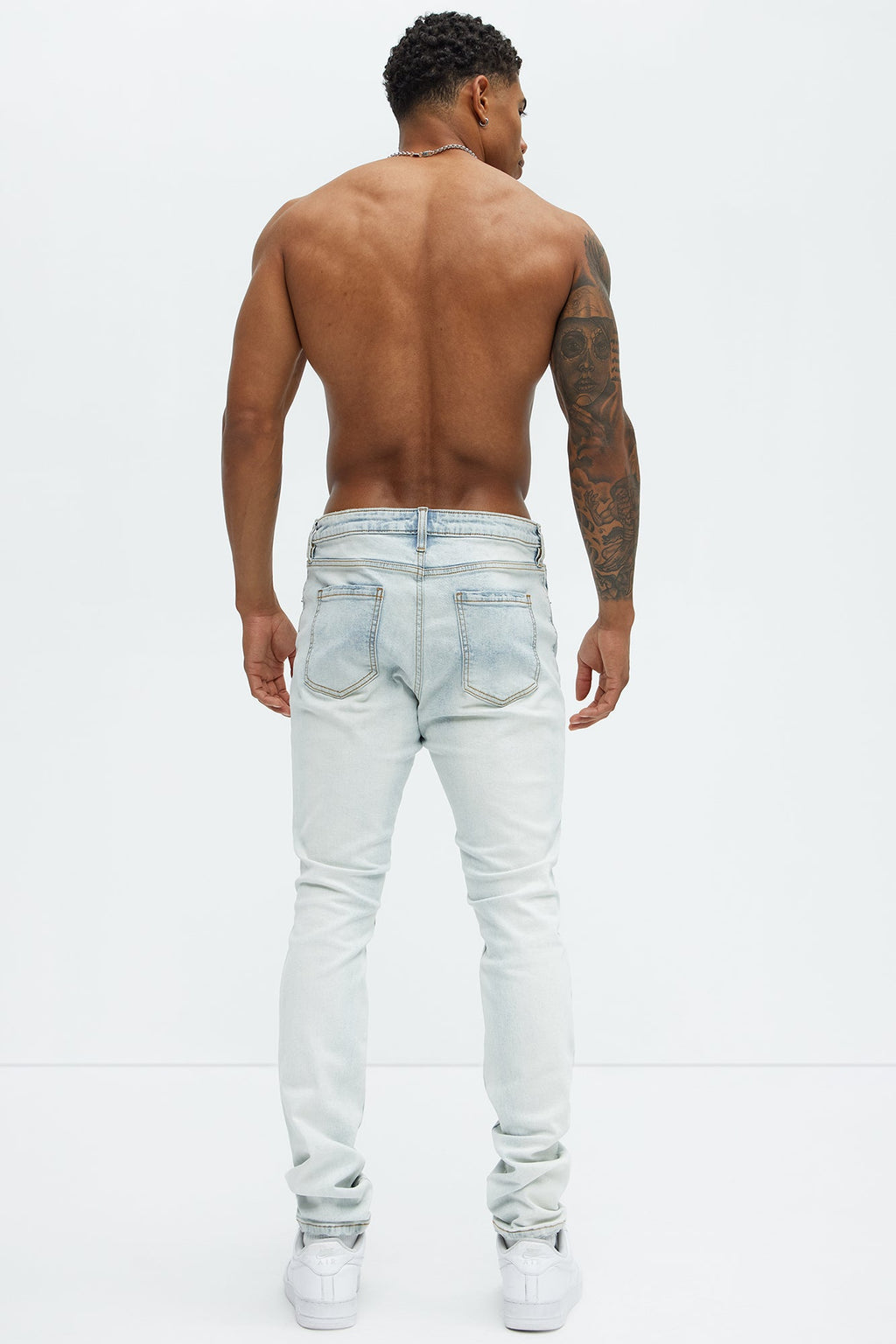 Take No L's Stacked Skinny Jeans - Light Blue Wash