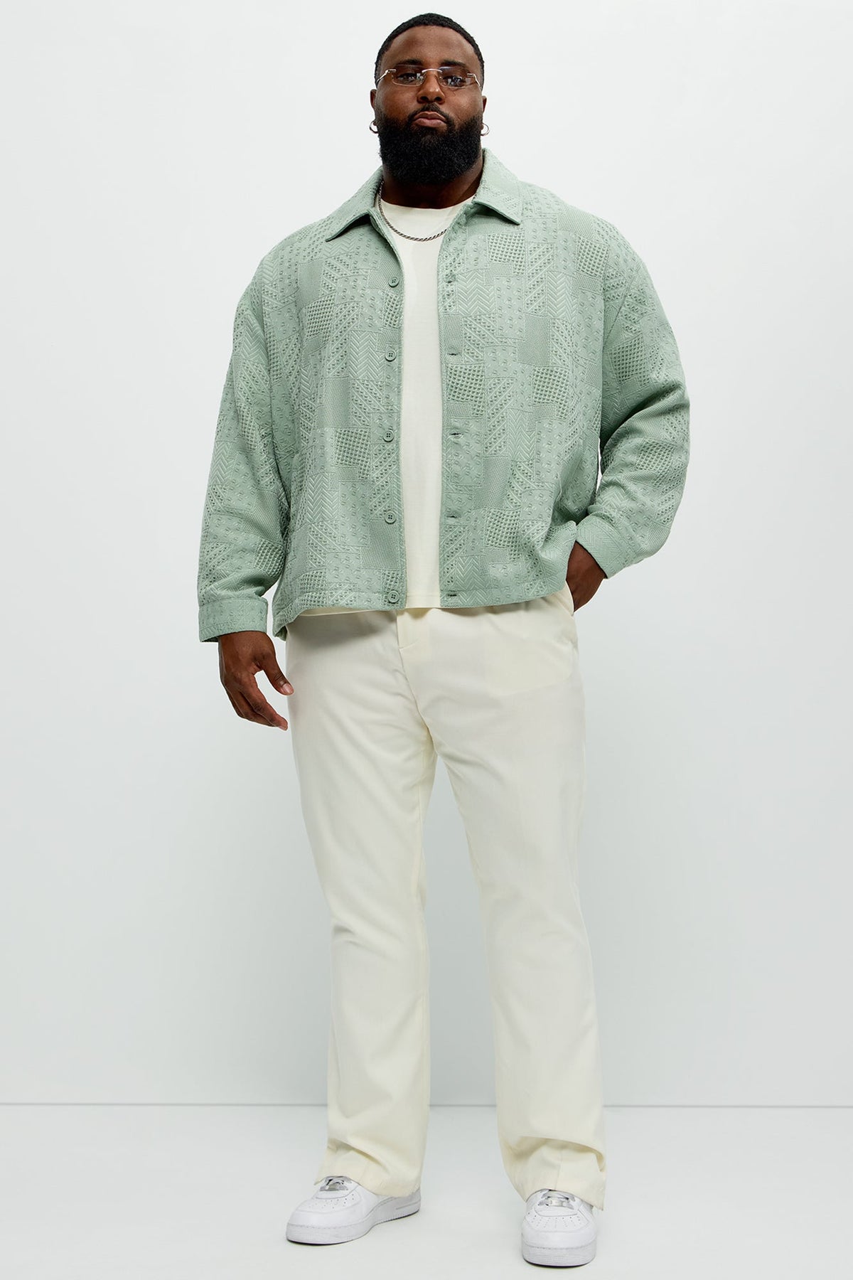 Meknes Jacquard Pattern Jacket - Sage