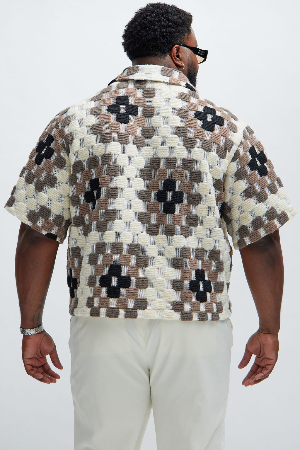 Gaston Jacquard Cropped Shirt - Brown/combo