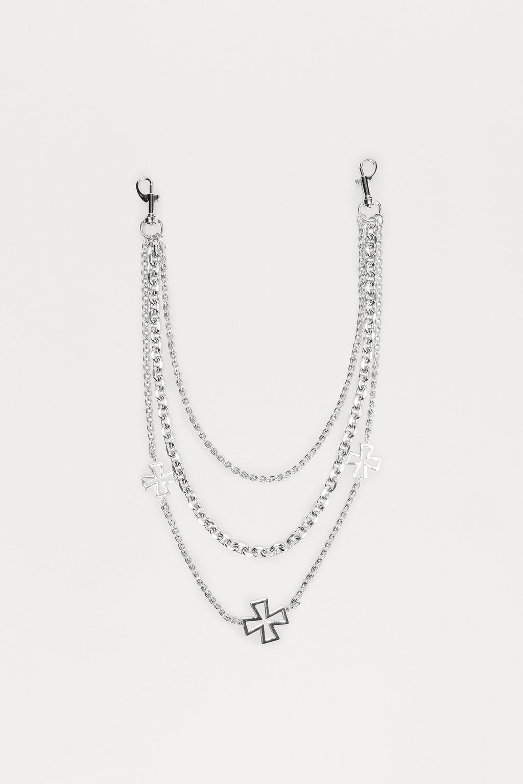 Nocturne Cross Triple Stacked Pants Chain - Silver