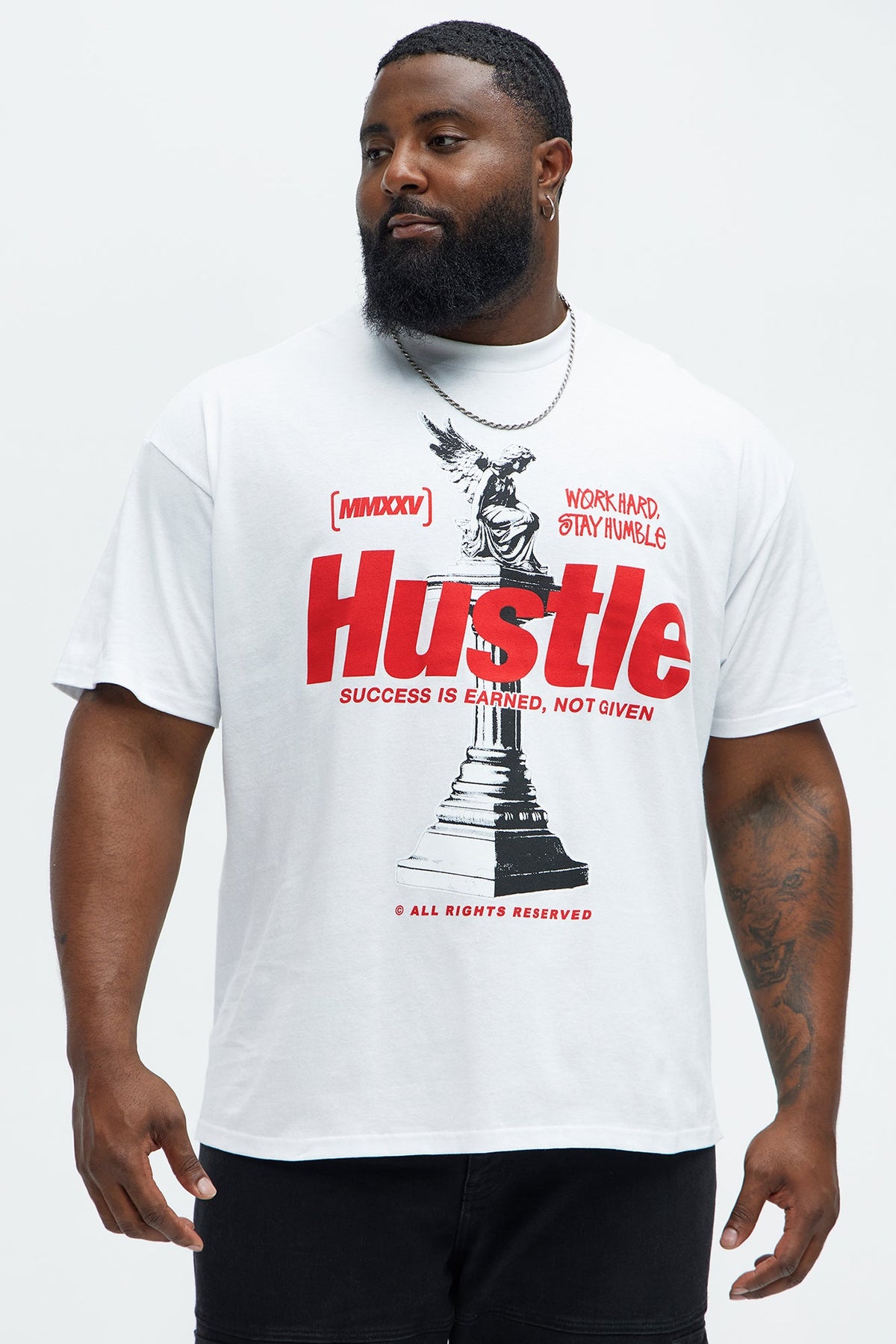Hustle Statue Short Sleeve Tee - White
