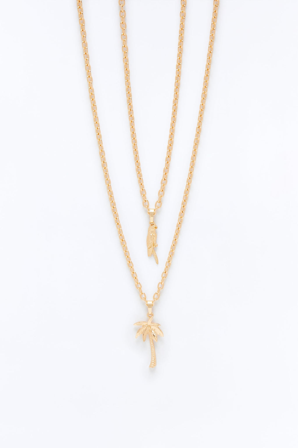 Layered Island Pendant Necklace Set - Gold