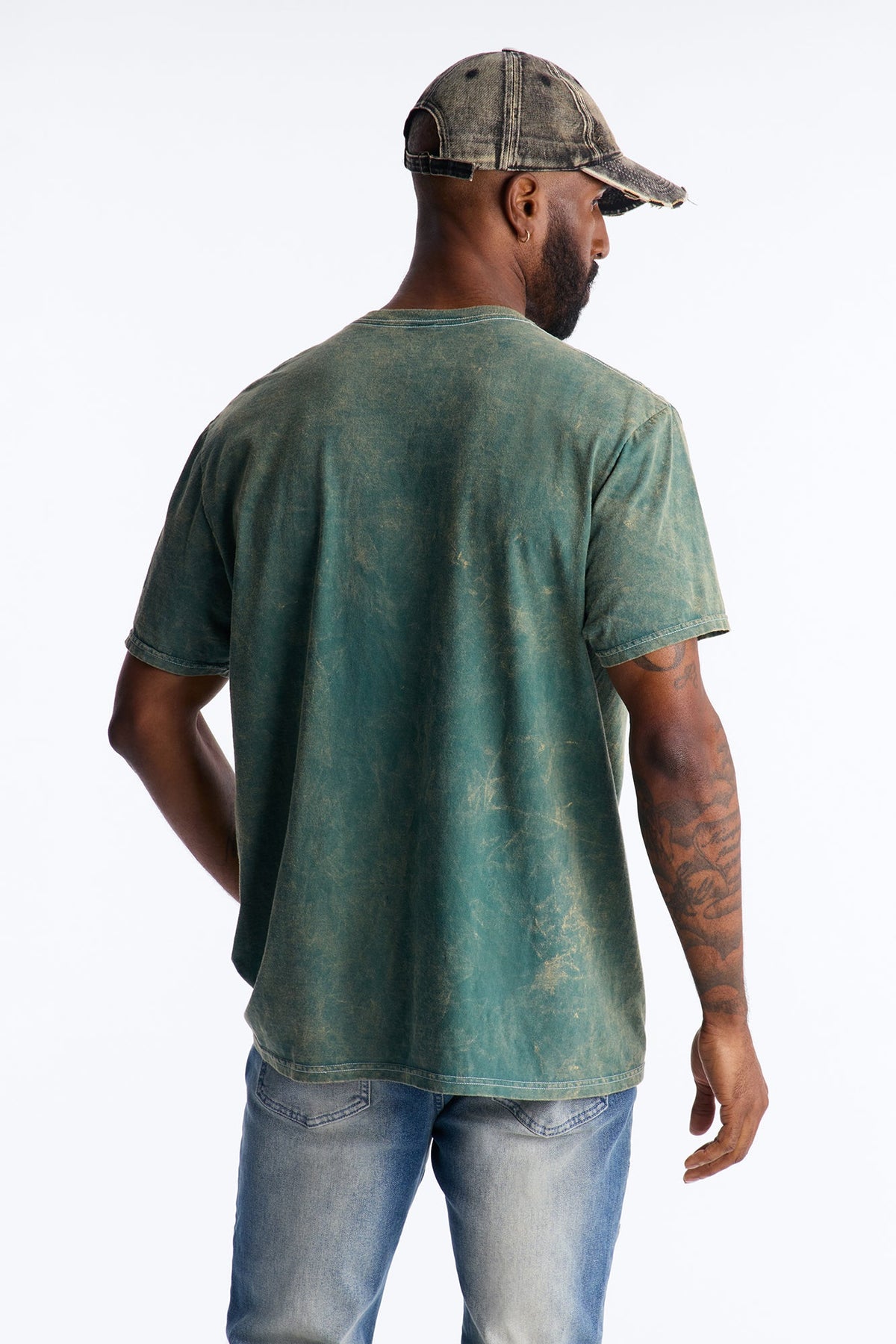 Amen Praise The Lord Rosary Studded Detail Graphic Short Sleeve Tee - Hunter Green