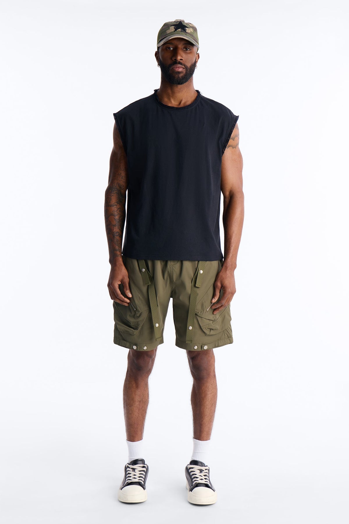 Relaxed Pearson Gates Multi Straps Utility Short - Olive