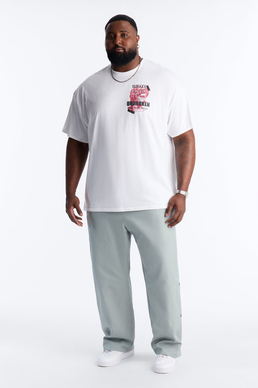 Unbroken And Focused Oversized Short Sleeve Tee - White