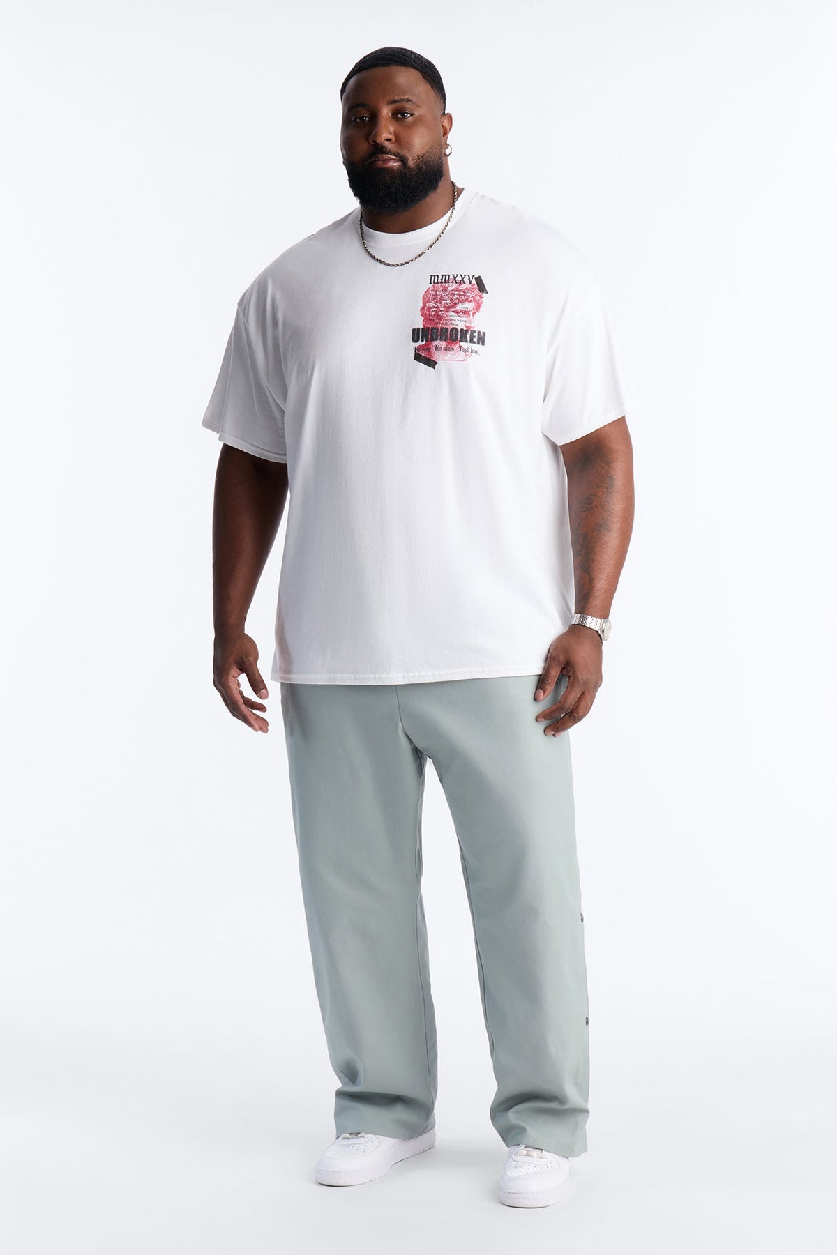 Unbroken And Focused Oversized Short Sleeve Tee - White