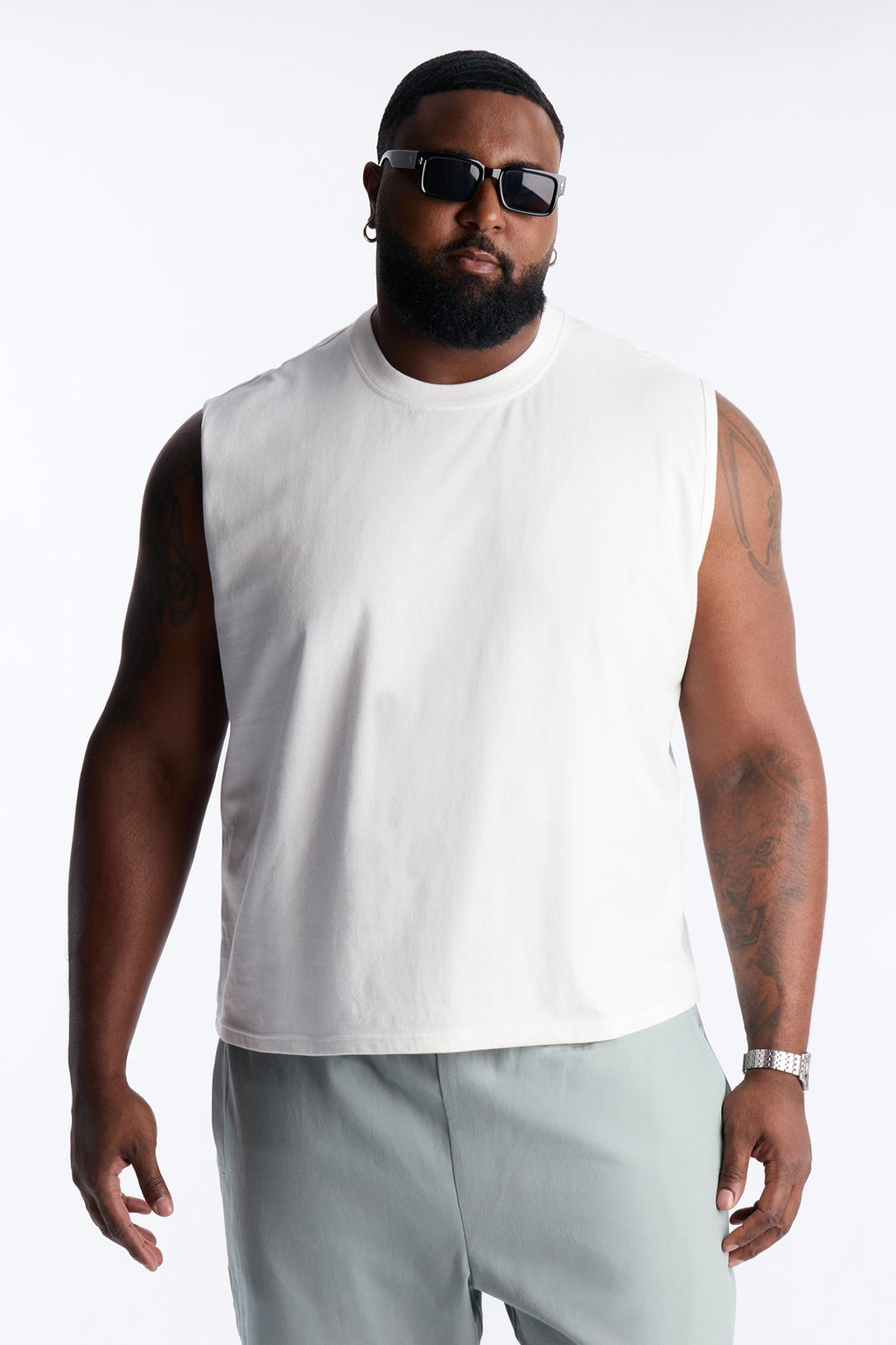 Cropped Muscle Tee - White