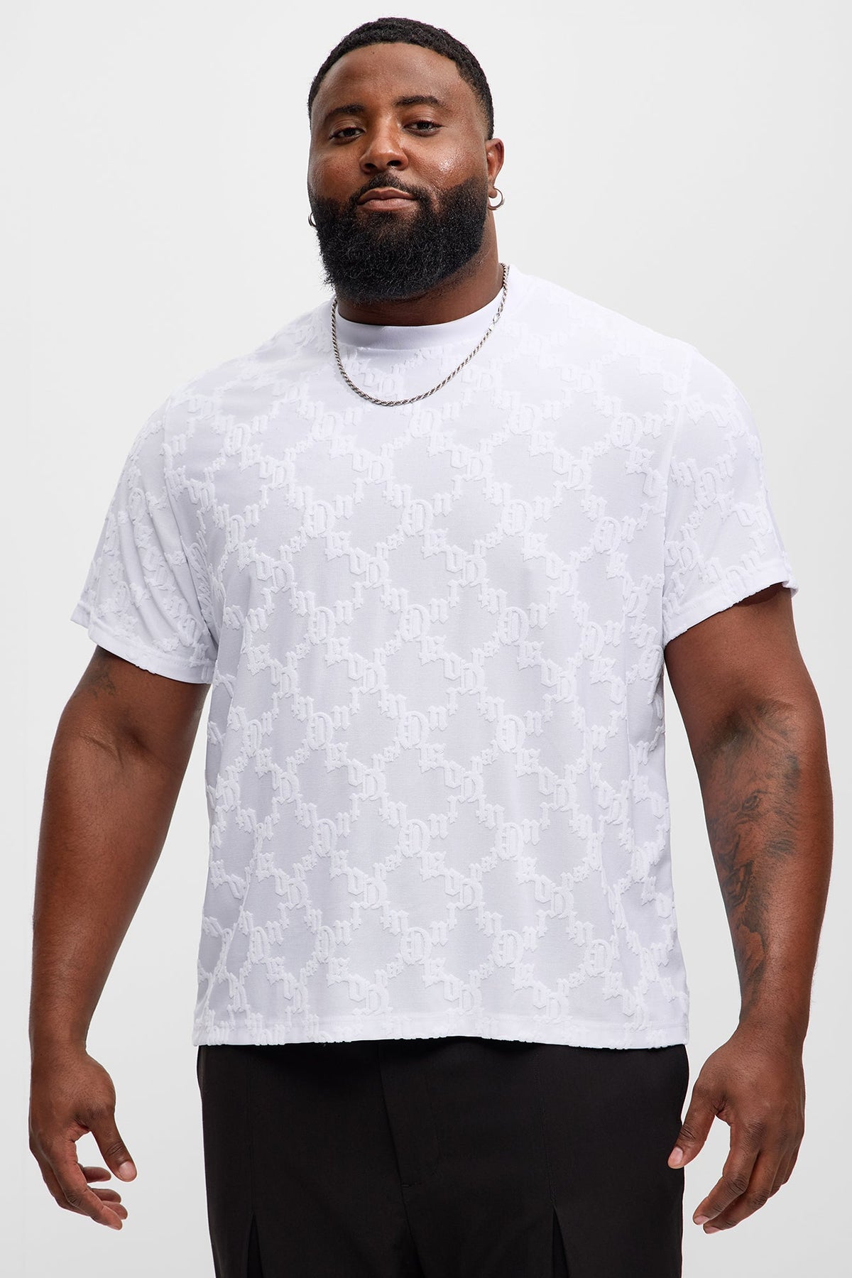 Verbiage Chenille Knit Crew Tee - White