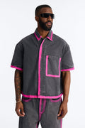 Cropped In My Aura Button Up Shirt - Black Wash