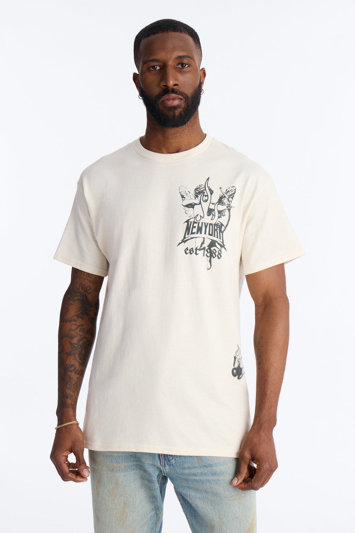 New York Saint Oversized Short Sleeve Tee - Natural