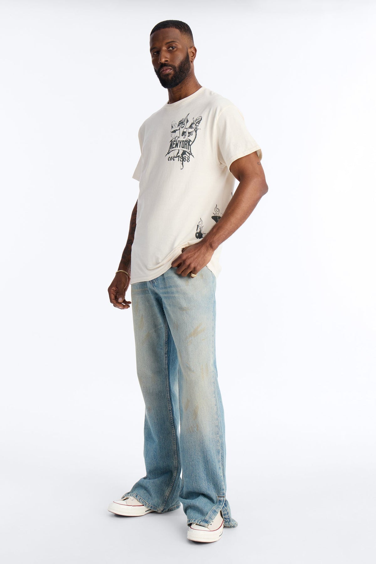 New York Saint Oversized Short Sleeve Tee - Natural