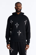 Faith By The Cross Rhinestones Oversized Hoodie - Black
