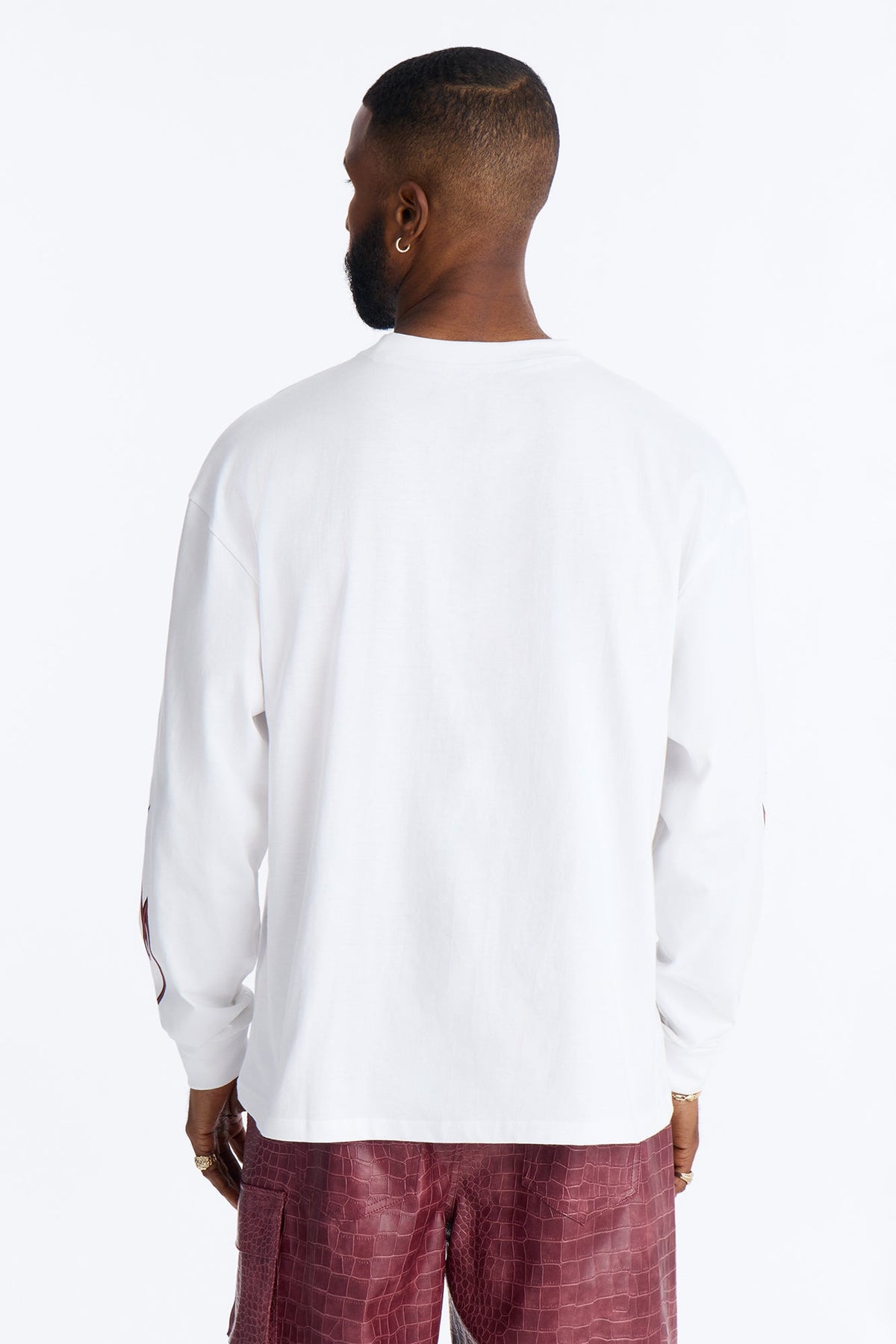 American Custom Motorcycle Oversized Long Sleeve Tee - White