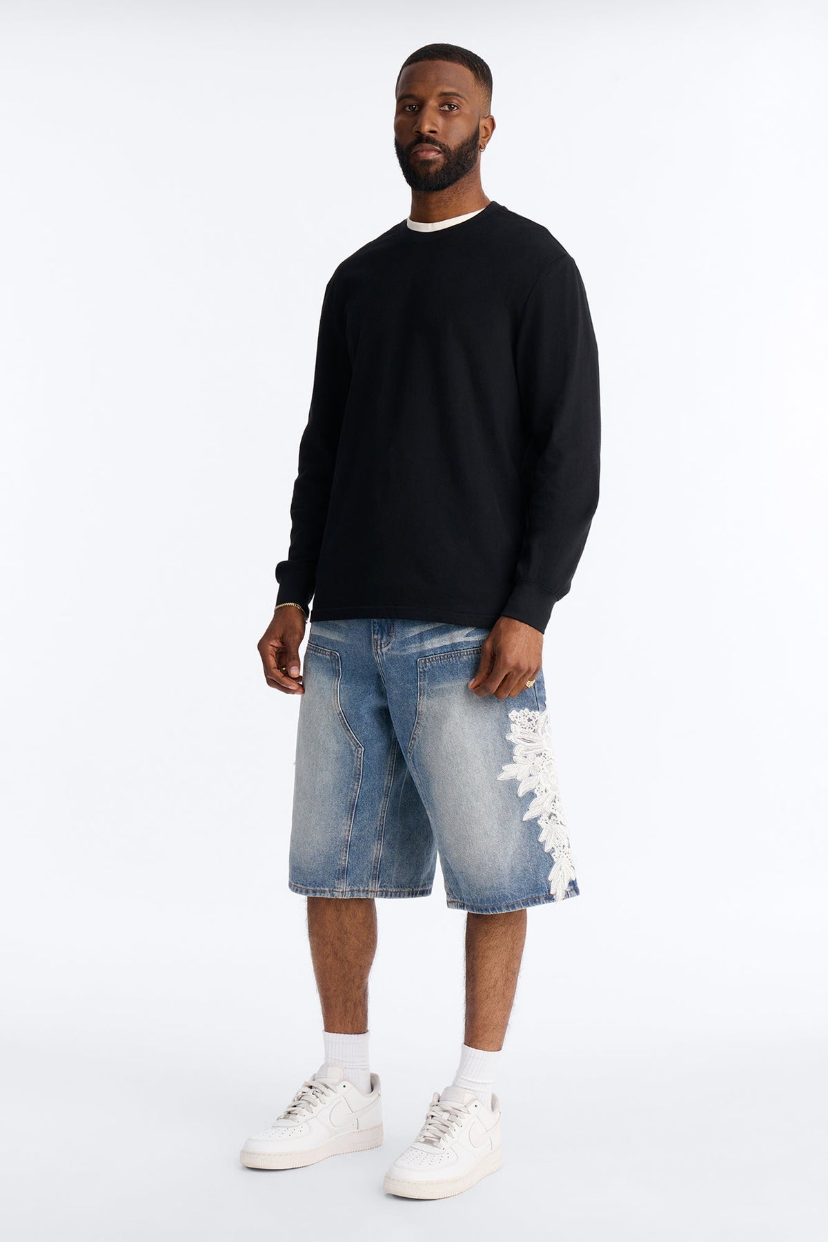 Vintage Bloom Baggy Carpenter Shorts - Medium Blue Wash