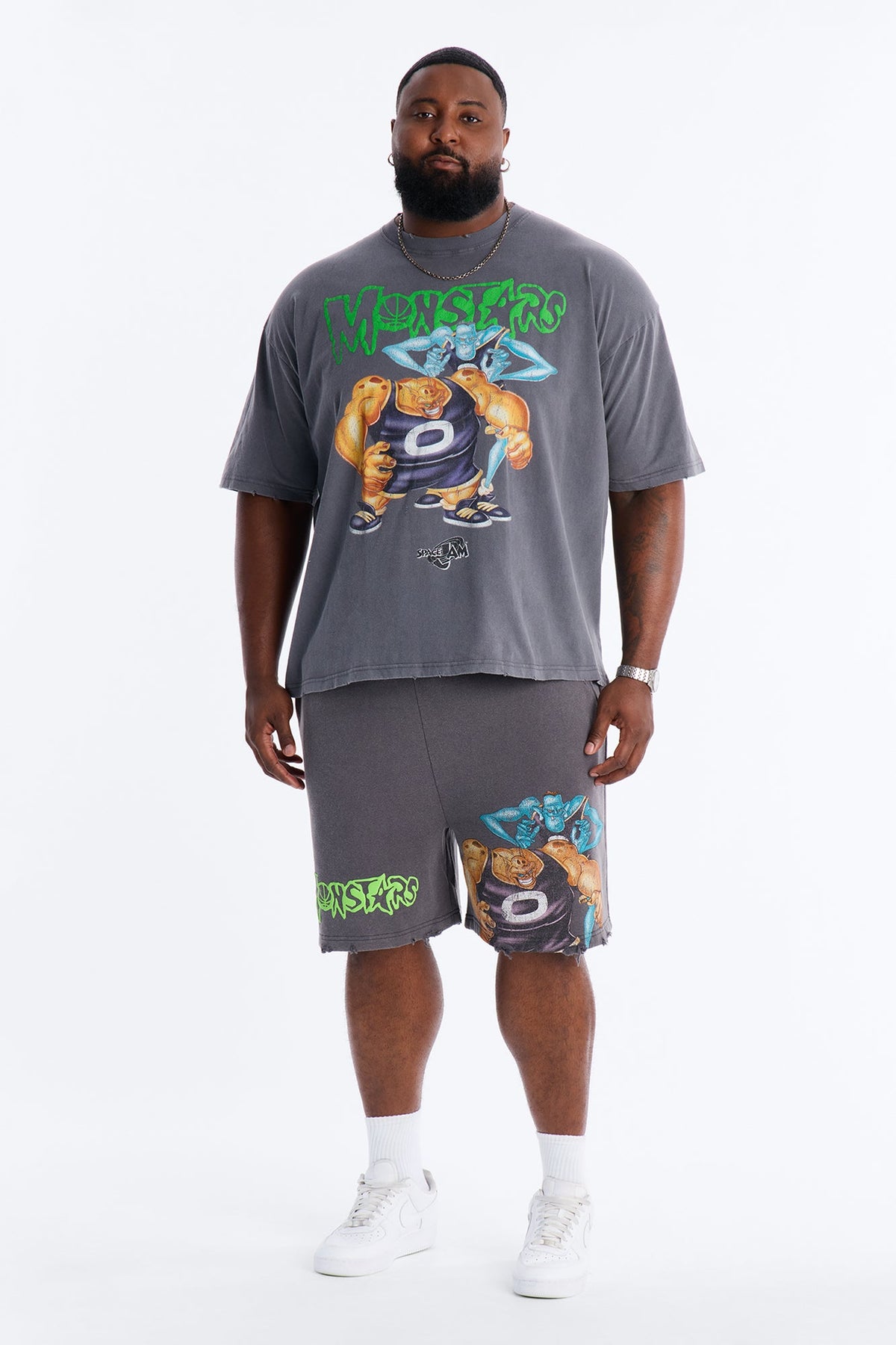Space Jam Monstars Duo Puff Print Sweat Shorts - Charcoal
