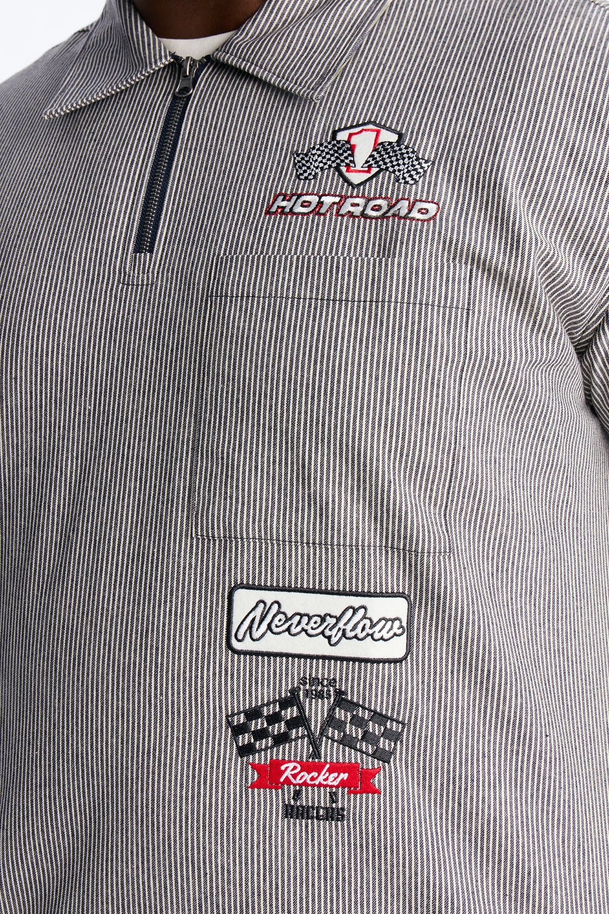 Hot Road Quarter Zip Short Sleeve Polo - Grey