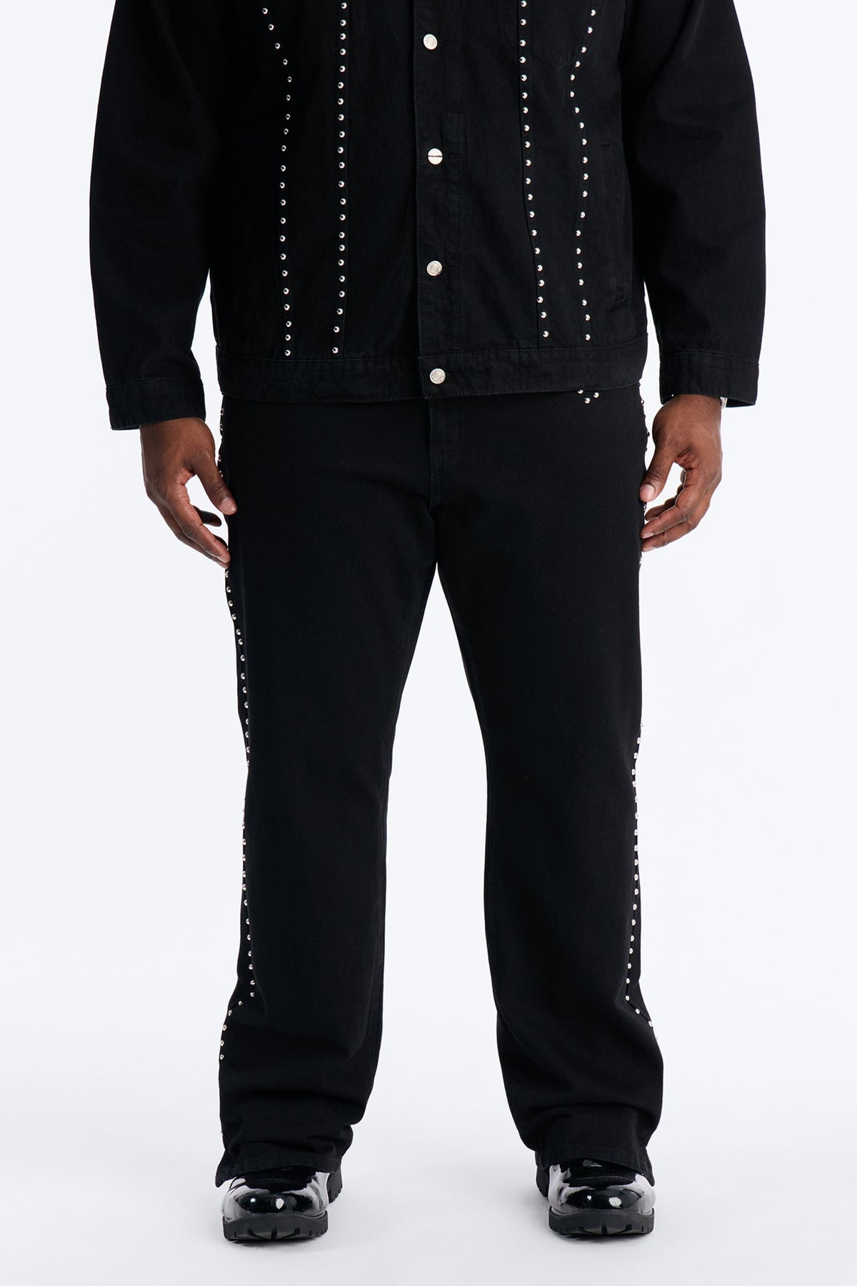 Stacked Slim Flare Iron Outlaw Slit Jean - Black